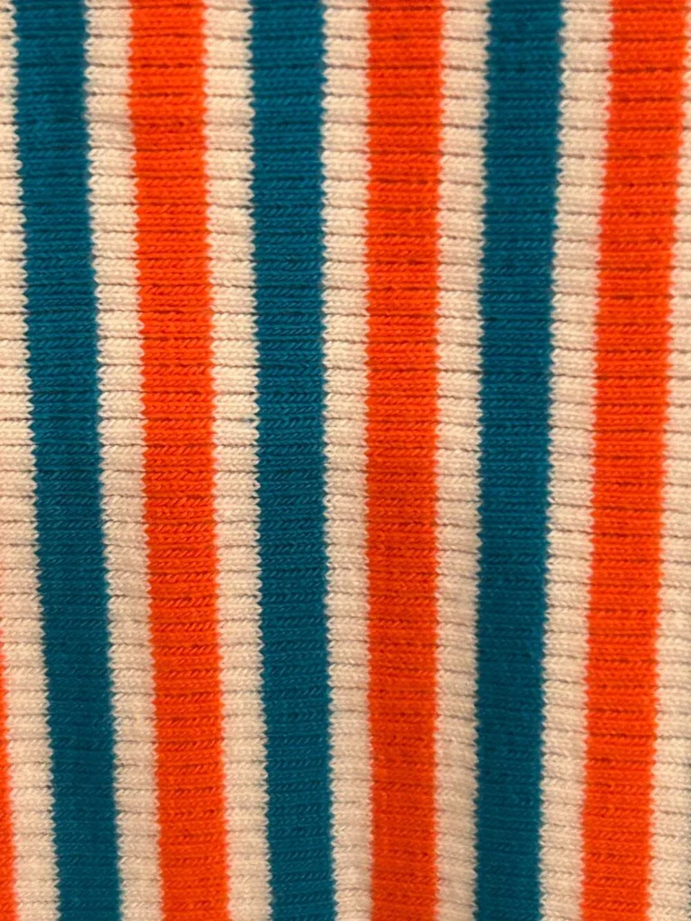 Vintage Fabric Yardage Doubleknit Blue Orange White